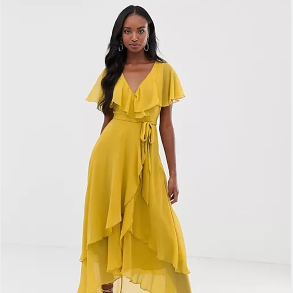 asos chiffon midi dress ASOS Design - Chiffon High Neck Midi Dress - Women - Polyester - 14 US